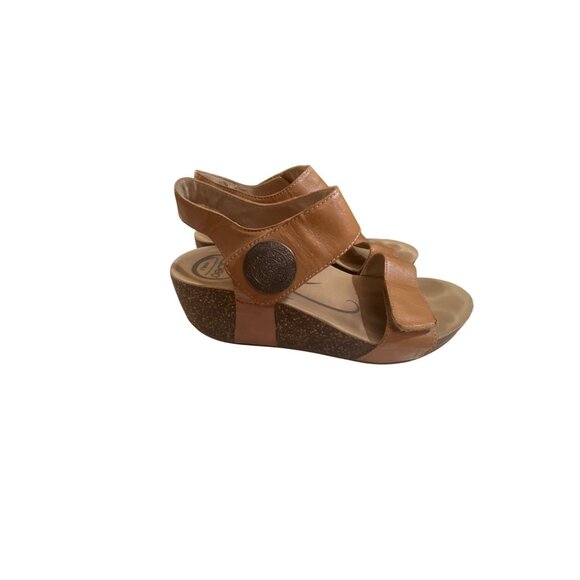 Abeo Womens Tan Leather Wedge Sandals Size 8.5 - Picture 3 of 7